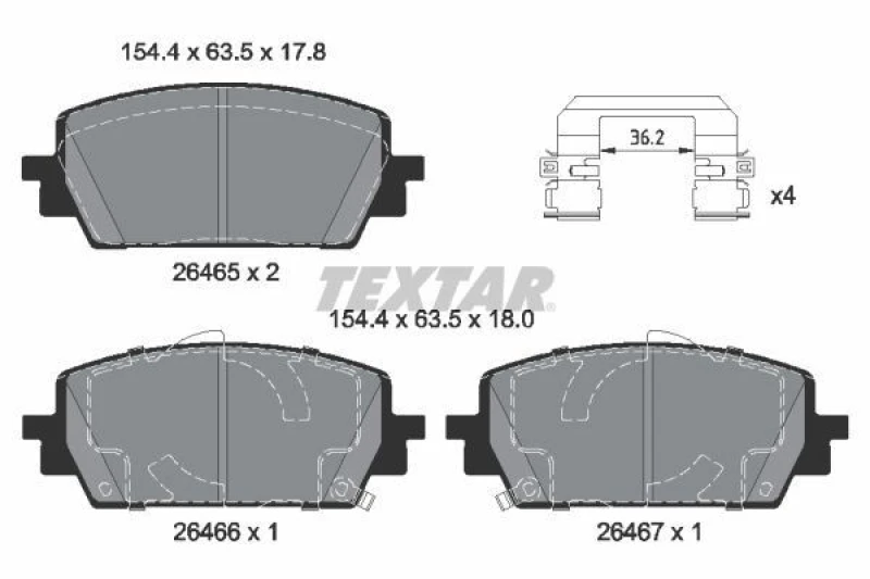 Image of Brake pad set TEXTAR 2646501