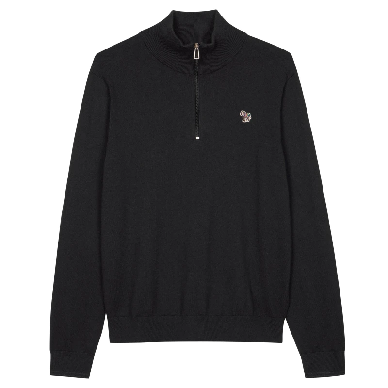Image of Paul Smith Zebra Logo 1/4 Zip Sweater Black 79 male L