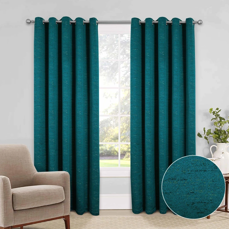Image of JD Williams Rowan Jacquard Eyelet Curtains Teal 165X183 WB65019