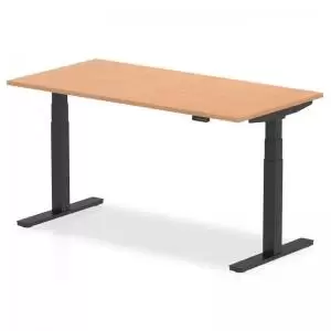 Image of Air 1600 x 800mm Height Adjustable Desk Oak Top Black Leg