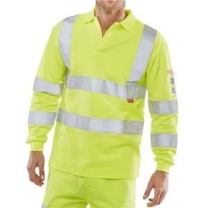 Image of Click Arc Flash Polo L Sleeve Hi Vis Fire Retardant XL Yellow Ref