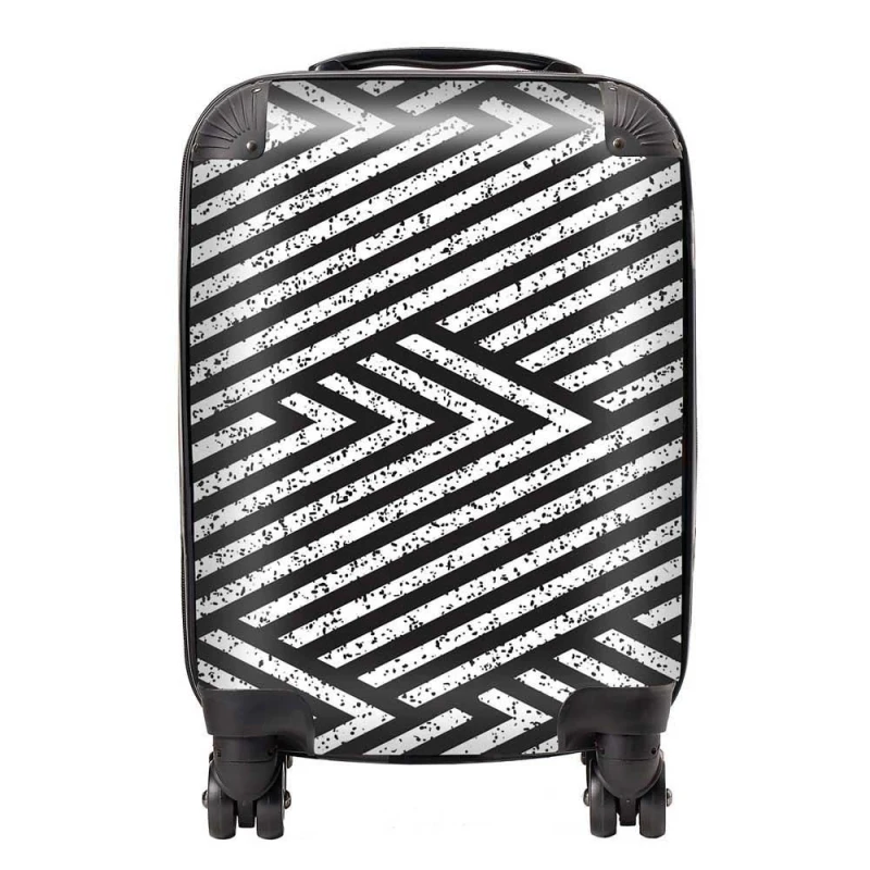 Image of Warren Reed - Designer Oblique Black Grunge Pattern Suitcase Size: Large Black Unisex Large