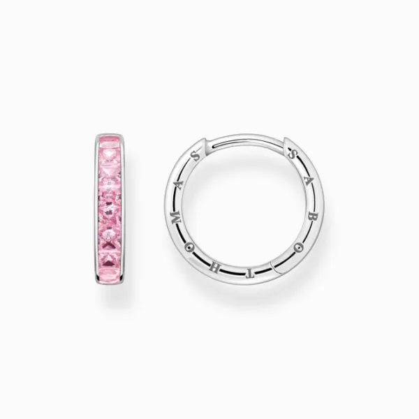 Image of Sterling Silver Pink Pav Stones Earrings CR668-051-9