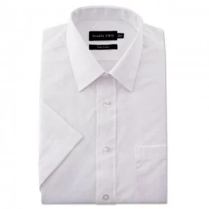 Image of Double Two White short sleeve classic cotton blend shirt - 15.5