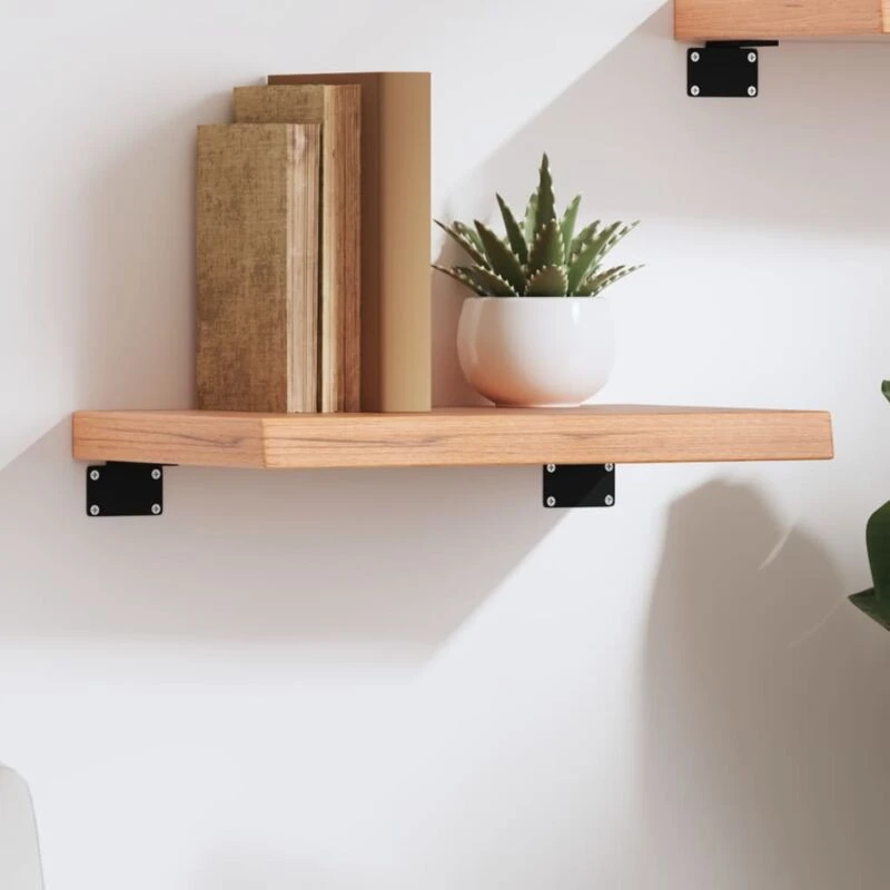 Image of Vidaxl Wall Shelf Light Brown 40X20X4cm Treated Solid Wood Oak, Brown 363624