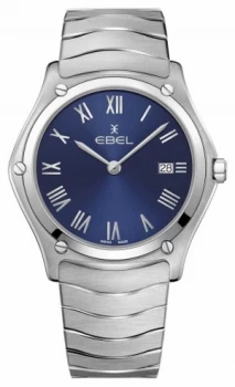 Image of EBEL Mens Sport Classic Stainless Steel Bracelet Blue Watch