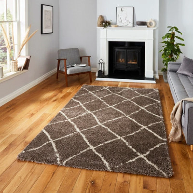Image of Think Rugs Scandi Berber Beige/Cream Rectangle 120 x 170cm Polypropylene Berber G257, Pink SCBG257BGCR1217