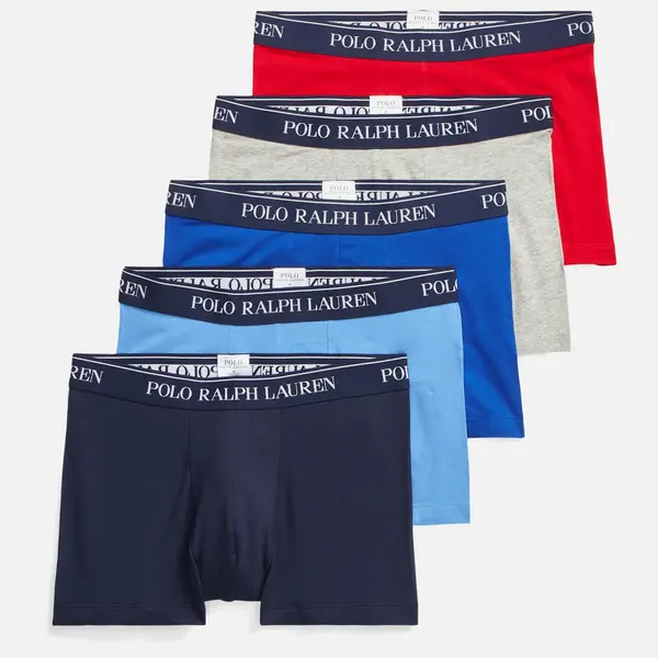 image of Polo Ralph Lauren Mens Classic 5 Pack Trunks - Red/Grey/Royal/Blue/Navy - XL