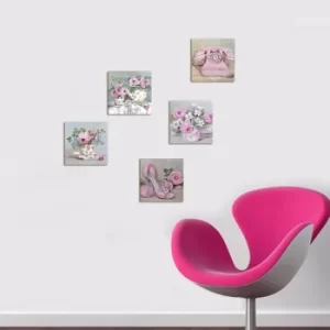 Image of UTB036 Pink Green Decorative MDF Painting (5 Pieces)