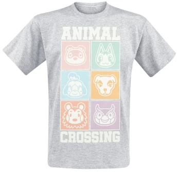 image of Animal Crossing New Horizons - Pastel Square T-Shirt mottled grey