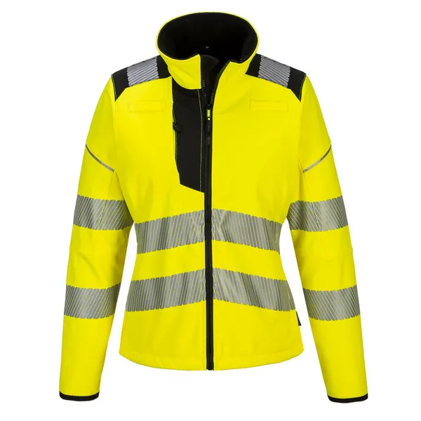 image of Portwest PW3 Womens Hi Vis Softshell Jacket PW381YBRXXL Colour: Yellow / Black