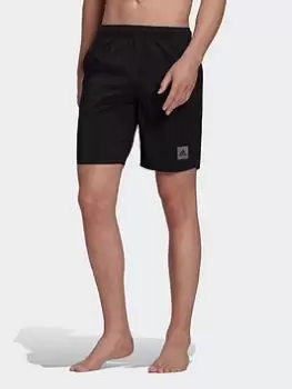 Image of adidas Classic-length Solid Swim Shorts, Black/Grey Size M Men