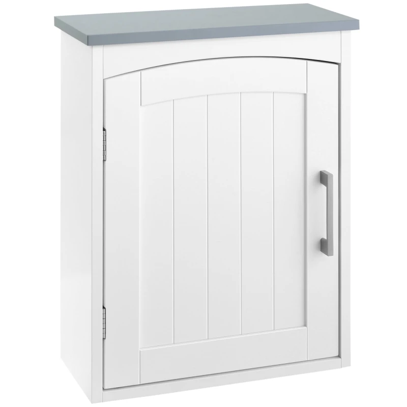 Image of Kleankin Wall Mounted Bathroom Cabinet with Adjustable Shelf, Light Grey Light Grey