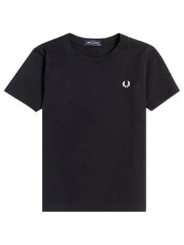 Image of Fred Perry Boys Crew Neck T-Shirt - Black, Size 11-12 Years