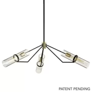 Raef 3 Light Chandelier Textured Bronze Brushed Brass, Glass