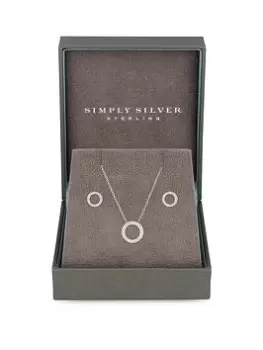 Image of Simply Silver Sterling Silver 925 Cubic Zirconia Round Open Set