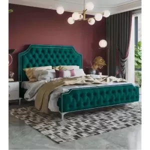 Image of Gaia Bed Double Plush Velvet Green