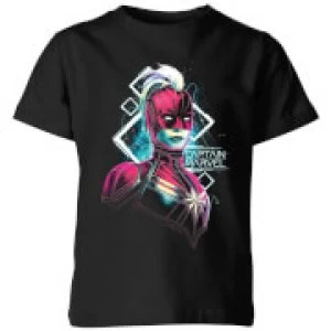 Image of Captain Marvel Neon Warrior Kids T-Shirt - Black - 11-12 Years