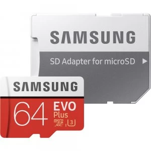 Image of 64GB EVO Plus UHS-I MicroSDXC Memory Card with SD Adapter MB-MC64GA