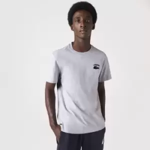 Image of Mens Lacoste Regular Fit Cotton Jersey T-Shirt Size 3 - S Grey Chine