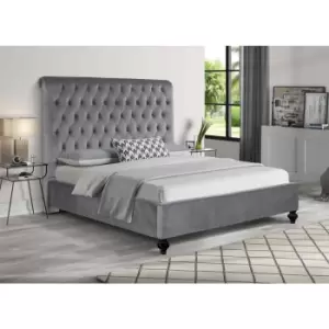 Image of Fiona Bed Double Plush Velvet Grey