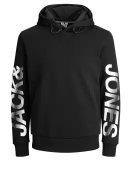 Image of JACK & JONES Large Logo Print Hoodie Men Black