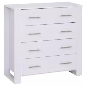 image of HOMCOM Chest Of 4 Drawers Metal Handles Cut Out Base White