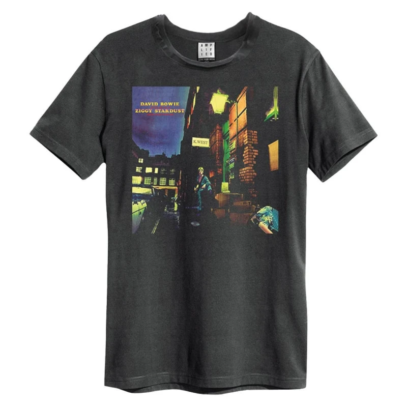 Image of Amplified Amplified Men Ziggy Stardust David Bowie T-Shirt in Charcoal Size: Small Charcoal S Male 5063470045891