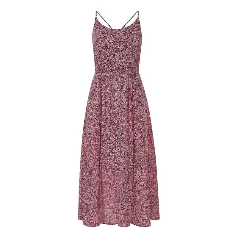 Image of Yumi Yumi Pink Leopard Print Midi Sundress Pink 8