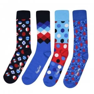 image of Happy Socks 4 Pack Socks - Blue