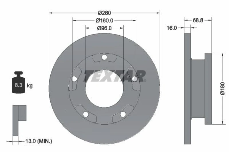 Image of Brake disc TEXTAR 92159103