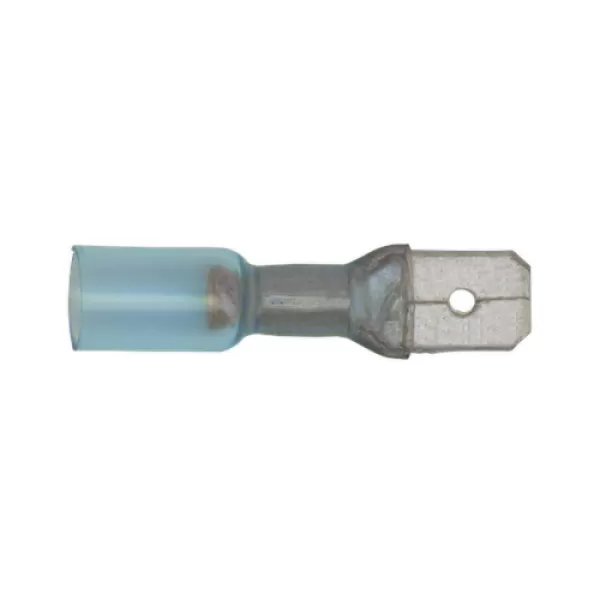 Image of Genuine SEALEY BTSPM25 Heat Shrink Push-On Terminal 6.3mm Male Blue Pack of 25
