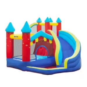 image of Outsunny Kids Bounce Castle Trampoline Slide Water Pool Climbing Wall With Inflator