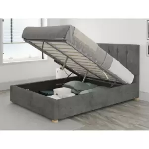 Image of Hepburn Ottoman Upholstered Bed, Kimiyo Linen, Granite - Ottoman Bed Size King (150x200)