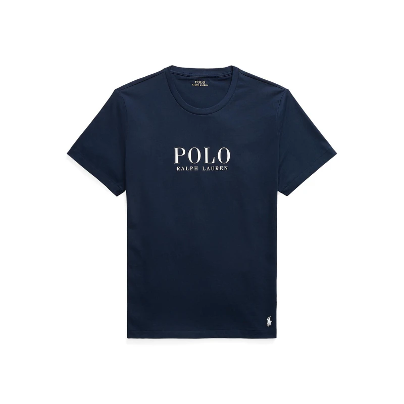 Image of Polo Ralph Lauren Logo Night T-Shirt in Cotton Jersey Navy Cotton S