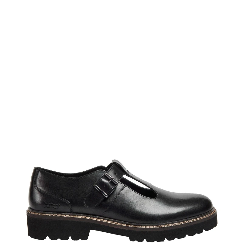 Image of Pod Womens Kylee Lace Up T-Bar Leather Shoes UK Size 6 (EU 40) Black POD035-BLACK-6