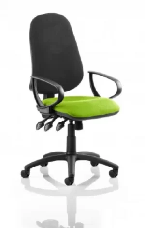 Image of Eclipse XL Lever Task Operator Chair Black Back Bespoke Seat With Loop Arms In Lime