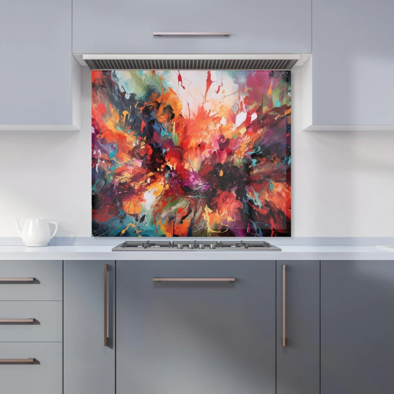 Image of Warren Reed - Designer A Vibrant Abstract Painting Of Halloween Kitchen Splashback in Orange Size: 600mm x 750mm Orange Unisex 600mm x 750mm