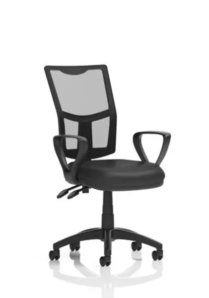 Image of Eclipse Eclipse Plus II Lever Task Operator Chair Mesh Back With Black Bonded Leather Seat With loop Arms DE02MVINYLBLKLP