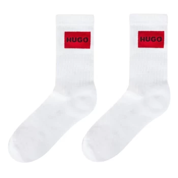 Image of HUGO 2 Pack Rib Label Crew Socks - White