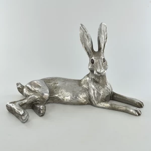 image of Antique Silver Bluebell Hare Ornament