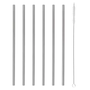 image of Viners Barware 6pce Long Steel Drinking Straws Gift