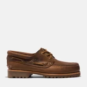 Image of Timberland 3-eye Lug Handsewn Boat Shoe For Men In Dark Brown, Size 11