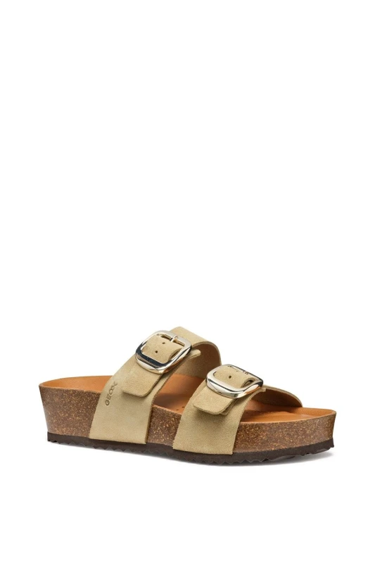 Image of Geox Brionia Suede Wedge Mules taupe Women 38 (5);39 (5.5 to 6)