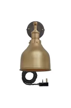 image of Brooklyn Cone Wall Light, 7 Inch, Brass, Brass Holder With Plug