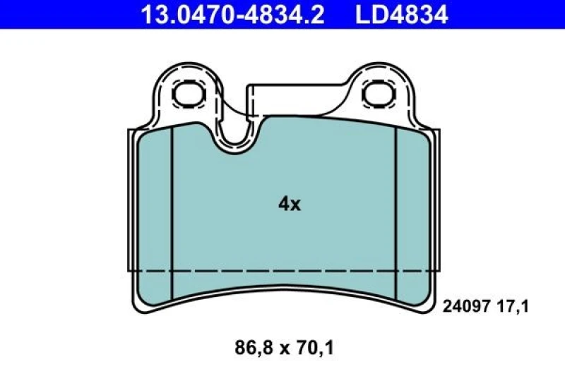 Image of ATE 13.0470-4834.2 Brake pad set excl. wear warning contact Brake Pad Set,disc brake (402)