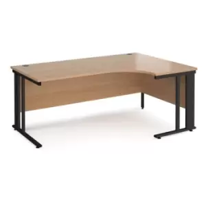 Image of Office Desk Right Hand Corner Desk 1800mm Beech Top With Black Frame 1200mm Depth Maestro 25 MCM18ERKB