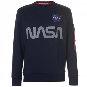 Image of Alpha Industries NASA Reflective Crew Sweatshirt - Rep Blue