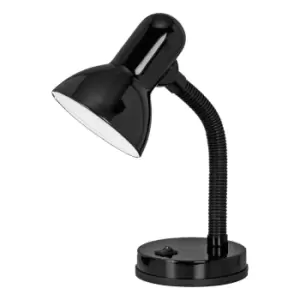 image of Table Lamp Flexible Moveable Colour Black Steel Rocker Switch Bulb E27 1x40W