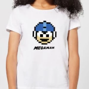 Image of Mega Man Pixel Face Womens T-Shirt - White - 3XL